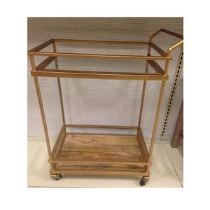 Carrito de hierro y madera para servir alimentos con la mejor calidad Carrito de servicio de forma cuadrada para uso doméstico en hoteles - Product Image 1