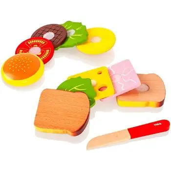 子供用サンドイッチハンバーガー木製セットインド製卸売価格