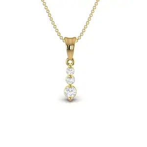 0.40ct三石滴钻石精致吊坠14kt纯黄玫瑰白金1.64克女性时尚礼品