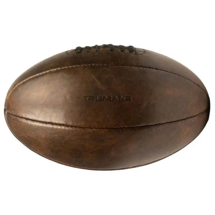 Genuine Leather Dark Brown Vintage Style Retro Ball Antique Soccer Ball Promotional Rugby Ball