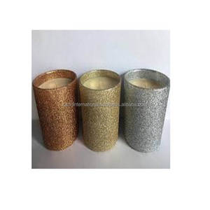 Pot de bougie de cire avec couvercle en cuivre pot de bougie de cire fait main enduit de poudre de couleur grise - Product Image 4