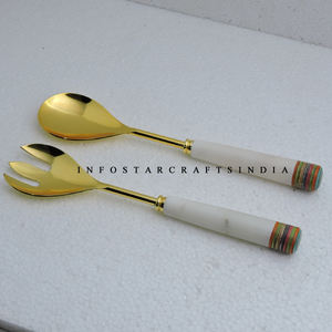 Couverts de cuisine en acier inoxydable et pierre de marbre Gadgets de cuisine Vaisselle de cuisine Serveur de salade Couverts Nouvelles idées de produits 2023 - Product Image 2