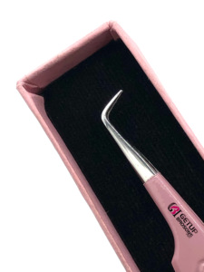 Professionnel meilleur Style 90 degrés rose clair poudre revêtement en acier inoxydable Extension de cils pince à épiler Logo personnalisé outils de beauté - Product Image 3