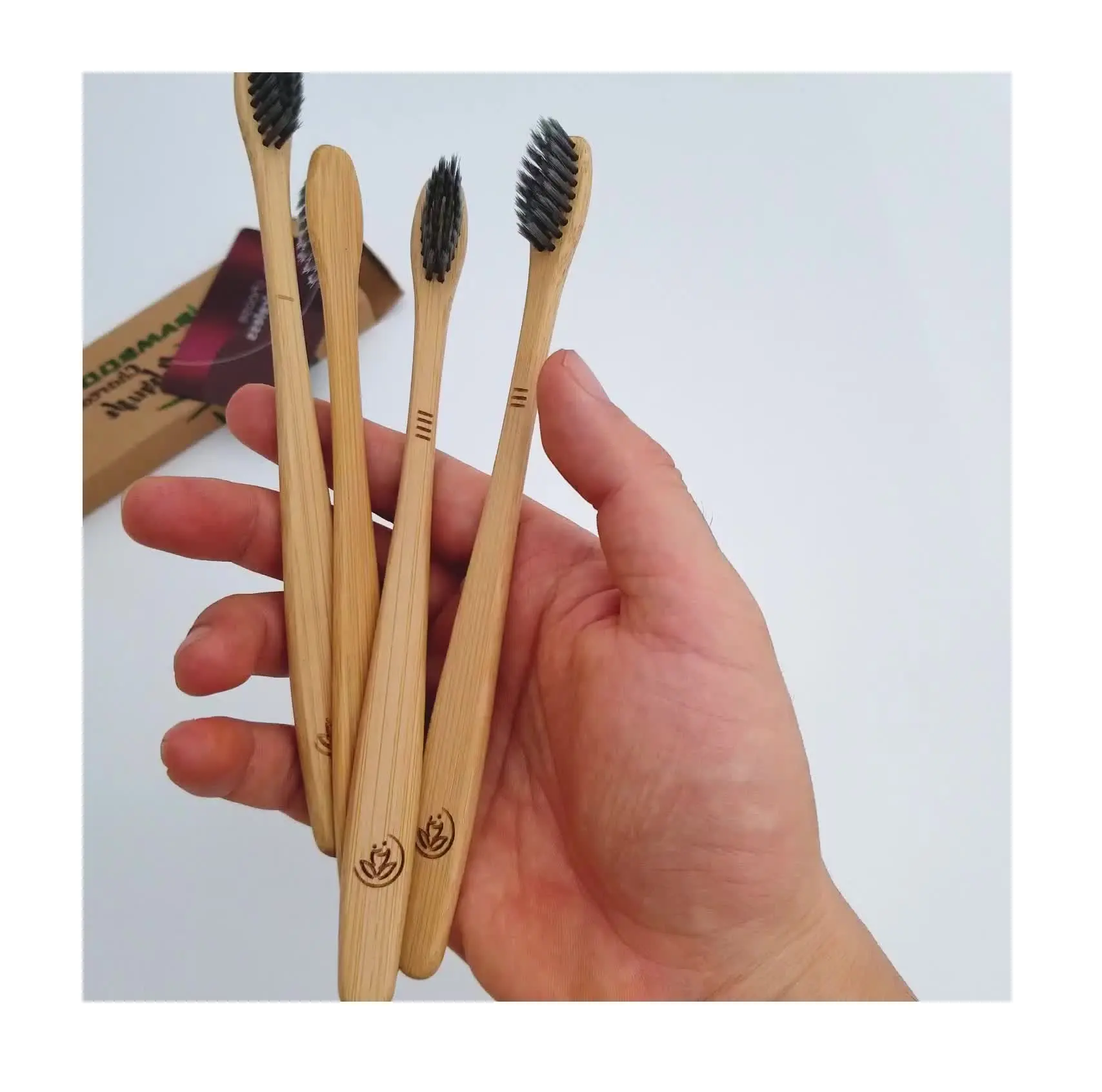 Disposable bamboo toothbrush for hotel - Natural bamboo handle toothbrush - Compostable wooden tooth brush 99GD