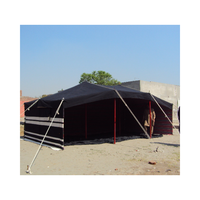 Tenda Tradisional Arab Timur Tengah, Hitam & Putih Garis Kanvas Berkemah Luar Ruangan Tenda Gurun Pasir Tradisional Saudi Arabia Panama Pasar