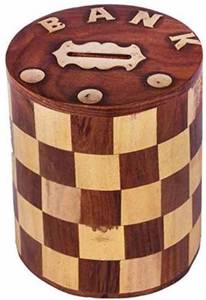 ทองเหลืองติดตั้งธนาคารเงินไม้สำหรับเด็กตกแต่งบ้านไม้หัตถกรรมเงินธนาคารผู้ผลิตอินเดีย - Product Image 6