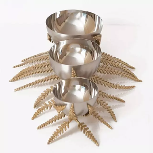 Conjunto de quemador de latón con forma de helecho para el hogar, conjunto de 3 quemadores de incienso de latón de diseño moderno, Color plateado y dorado - Product Image 2