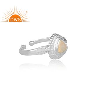 Natural Ethiopian <b>Opal</b> Gemstone <b>Ring</b> Jewelry Triangular Handmade Fine <b>Silver</b> <b>Ring</b> Jewelry Manufacturer - Product Image 3