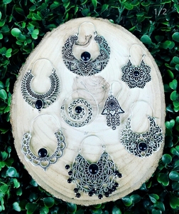 Indio Chapado en plata joyas de piedras preciosas Semi preciosas pendiente de aro pendiente de piedra - Product Image 3