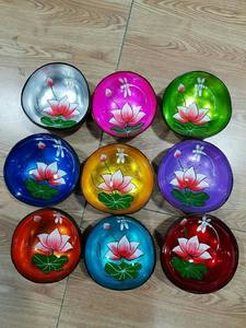 Bol en laque de couleur naturelle faite au VIETNAM, coquille de noix de COCO de ml, avec motif à l'intérieur - Product Image 6