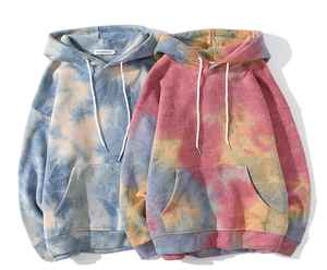 Sudadera con capucha para hombre y mujer, ropa de calle holgada con estampado de Tie-Dye personalizado, con estilo y hombros al descubierto - Product Image 1