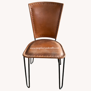 Chaise de salle à manger en cuir véritable, nouveau, style industriel et Vintage, métal en fer, pour hôtel et Restaurant - Product Image 2