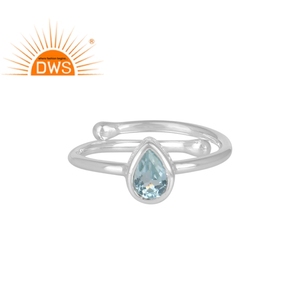 Per Cut Blue Topaz Gemstone <b>Ring</b> Jewelry Supplier Fine <b>Silver</b> <b>Adjustable</b> Girls <b>Ring</b> Jewelry Wholesaler - Product Image 1