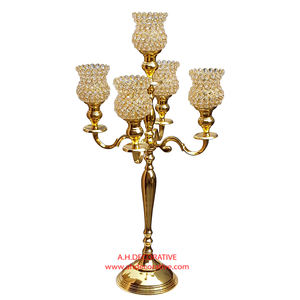 Candelabros de 5 brazos galvanizados de plata para centro de mesa de boda candelabro hecho a mano de diseño único para decoración de sala de estar - Product Image 4