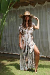 Pantalon ample à manches courtes avec col en v avant et arrière pour femmes, vêtement confortable et confortable, tenue décontractée, belle longueur, - Product Image 2