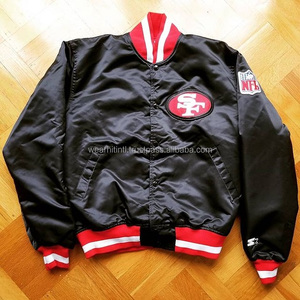 Blouson bombardier en Satin pour homme, veste d'aviateur personnalisée, vente en gros, haute qualité, matelassé pour baseball noir - Product Image 1