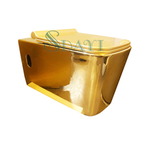 SDAYI, cuenco montado en la pared con diseño de Color dorado galvanizado de cerámica, inodoro colgante dorado con cisterna para Baño