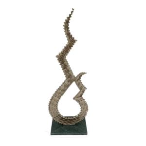 Dessus de table en fer fait à la main avec finition oxydée en or personnalisé avec motif de feuille pour la décoration de salon Table en métal avec base - Product Image 5