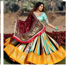 พระราชส่งออกนำเสนอชุดแฟนซีปาร์ตี้พิมพ์ Dital และงานกระจกจริงกับผ้าไหมเมจิก Patta Lahangha Choli กับ Duptta - Product Image 1