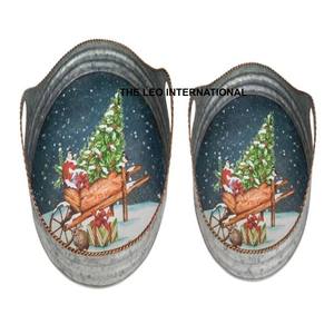 Plateau de Noël décoratif en acier, décoration de table en métal, forme ronde, service pour la maison et la cuisine, meilleur prix - Product Image 2