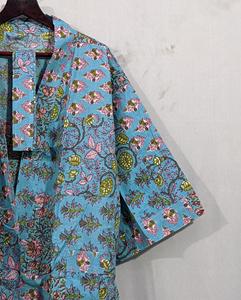 Bata Kimono Holgada 100% Algodón con Estampado Floral, Estilo Urbano, Cintura Natural, Decorada con Cinturón, para la Temporada de Primavera - Product Image 4