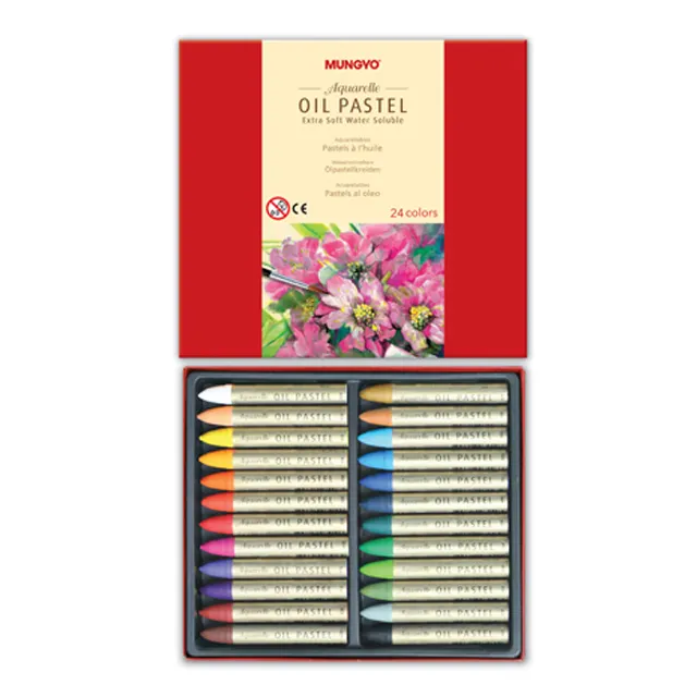 Mungyo Watersoluble Watercolor oil pastels (MAO) 12/24/24MN, Easily blends wet or dry, thins with water for washes