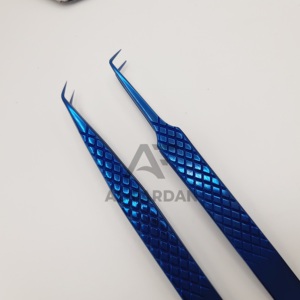 Prix de gros 45 et 90 Degrés Angle Plasma Bleu Couleur Extension de Cils Pince À Épiler En Acier Inoxydable Logo Personnalisé - Product Image 5