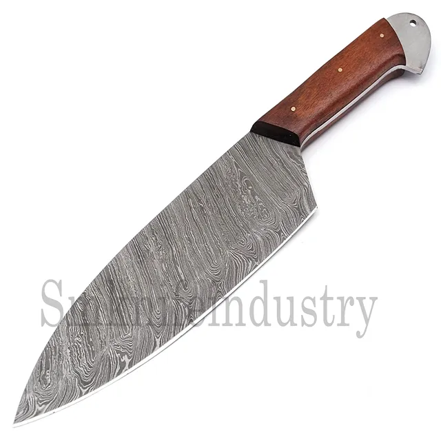 Custom Handmade Damascus Steel Kitchen Chef Knife Olive Wood Handle Knife (Smk1575)