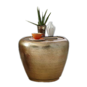 Muebles de jardín para el hogar, mesa de centro de aluminio y Metal, muebles de sala de estar de latón de forma redonda de lujo, mesa de centro - Product Image 4