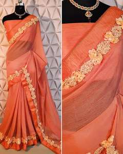 Saree indien en coton et soie dernier créateur de vêtements de fête pour mariage dames femmes vêtements en Georgette soie broderie travail Sari avec chemisier Apparelgarment - Product Image 4