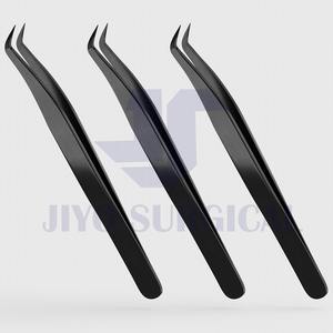 Pinzas profesionales para pestañas negras, herramienta aplicadora de extensión de pestañas de precisión de acero inoxidable - Product Image 1