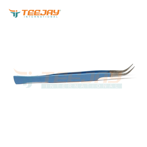 Outils de beauté et de maquillage professionnels, pince à épiler courbée J avec couche de Base, accessoire de couleur bleu marine, de haute qualité, outils testés à la main - Product Image 3