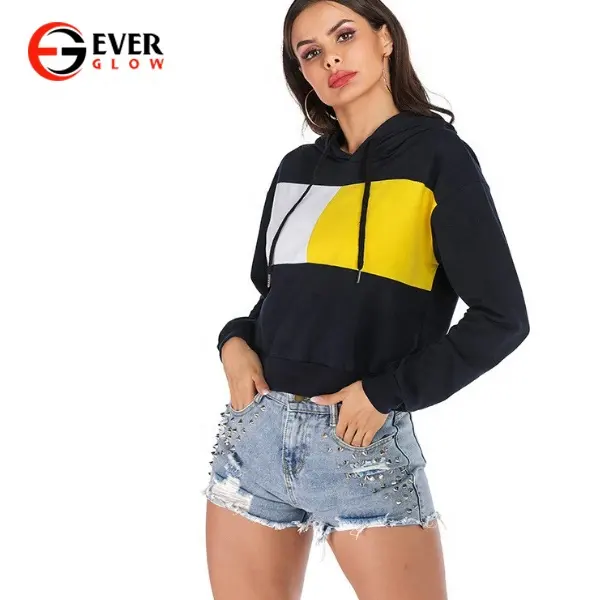 Fashion Bergaya Slogan Crop Top Wanita Hoodie Streetwear Kasual Wanita Hoodie Logo Kustom Multi Warna Hoodie untuk Wanita