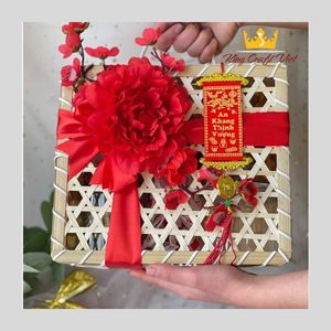 ตะกร้าไม้ไผ่ของขวัญกล่องขนมไหว้พระจันทร์กล่องหัตถกรรมจากเวียดนามสำหรับตกแต่งบ้าน - Product Image 4