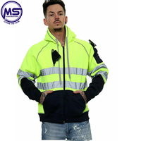 Veste de sécurité réfléchissante imperméable de classe 3 ANSI à haute visibilité, fermeture éclair sur le devant, 100% polyester pour hommes, orange/jaune