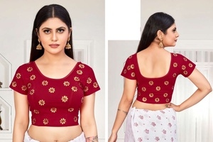 Vêtements indiens en coton pour femmes, vêtement de soirée de style indien à manches mi-longues, idéal pour le tissage, extensible, de couleur jaune, - Product Image 5