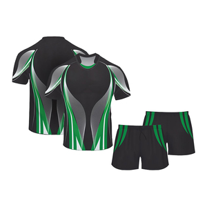 Custom Heat-Transfer Printed Rugby Teamwear Set Red Black White Breathable Comfort Jersey Shorts Size Options Logo Design - Product Image 5