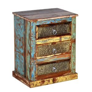 Industrial Vintage 1-Drawer Solid Wood Eco-Friendly Adjustable Storage <b>Cabinet</b> for Living Room Rustic Antique Farmhouse <b>Hall</b> - Product Image 1