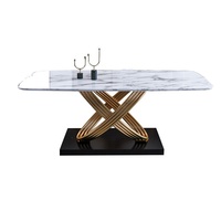 Table de salle à manger rectangulaire 6 places en acier inoxydable doré de haute qualité pour hôtels et foyers, idéale pour atelier et entrée