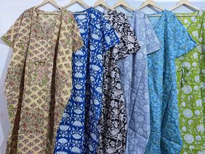 Robe caftan en coton à imprimé floral Streetwear d'été pour adultes avec tissu tricoté sans manches Taille naturelle - Product Image 2