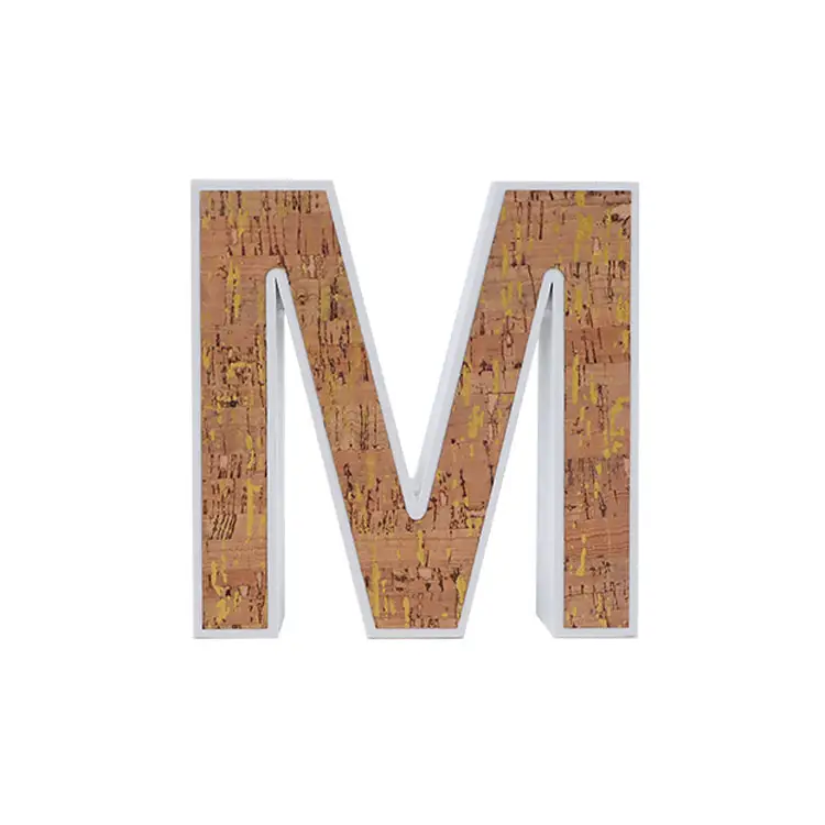 פקק מכתב-M עץ פורניר, עץ מרקמים, תצוגת כדי חדר & קיר עבור בית
