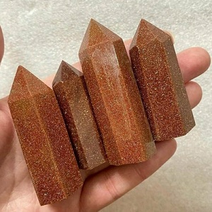 หอคอยขนาดเล็กธรรมชาติหินโกลด์สโตนคริสตัลไม้กายสิทธิ์อาเกตเหลี่ยมสไตล์จักระตกแต่งเรกิวัตถุประสงค์การรักษา - Product Image 1