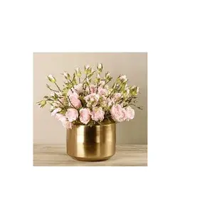 Jarrones de latón para decoración del hogar, jarrones modernos de lujo de hierro y Metal decorativo, forma redonda y pulido - Product Image 1