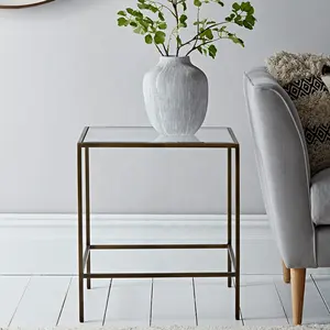 Mesa auxiliar dorada y de cristal para uso en oficina, hogar, cocina, sala de estar, dormitorio, mesa de centro, restaurante, Hotel, evento de boda, hecho en India - Product Image 1