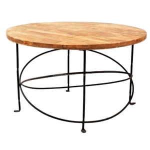 Fancy Design Metal & Wood Coffee <b>Table</b> With <b>Black</b> Powder Coating & Natural Wood Polish Finishing Round Shape For <b>Living</b> <b>Room</b> - Product Image 1