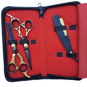 Kit de peluquero tijeras de adelgazamiento maquinilla de afeitar tijeras de afeitar profesional 3 piezas estilista A + grado J2 japonés inoxidable - Product Image 2