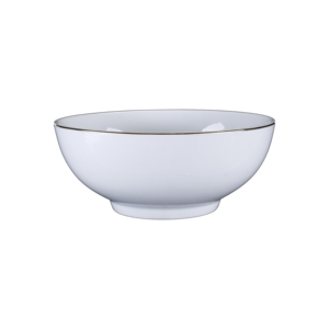 OEM Large White Porcelain Soup <b>Bowl</b> with Glittering Golden Border and Heat Resistant Wholesale for House and Restaurant - Product Image 1