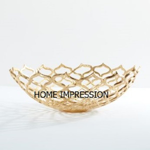 Metal Leaf and Wire Fruit Basket Bowl Antique Designer Metal Bowl <b>for</b> <b>Sale</b> Modern Metal Gold and Black Bowl at Lowest Price - Product Image 2