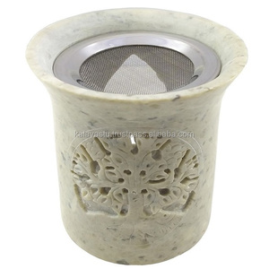 หินธูปเรซิ่น Burner,น้ำมันหอมระเหยสำหรับตกแต่งบ้านเครื่องอุ่นชาหินแกะสลักกลิ่นหอมธรรมชาติ - Product Image 1