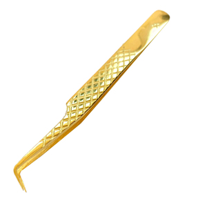 Boîte professionnelle à 90 degrés pince à épiler en acier inoxydable plaqué or 24 carats de haute qualité avec pointe pointue durable - Product Image 4